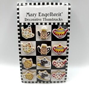 Vintage Mary Engelbreit Decorative Thumbtacks Teatime Tea Kettles Teapots Queen